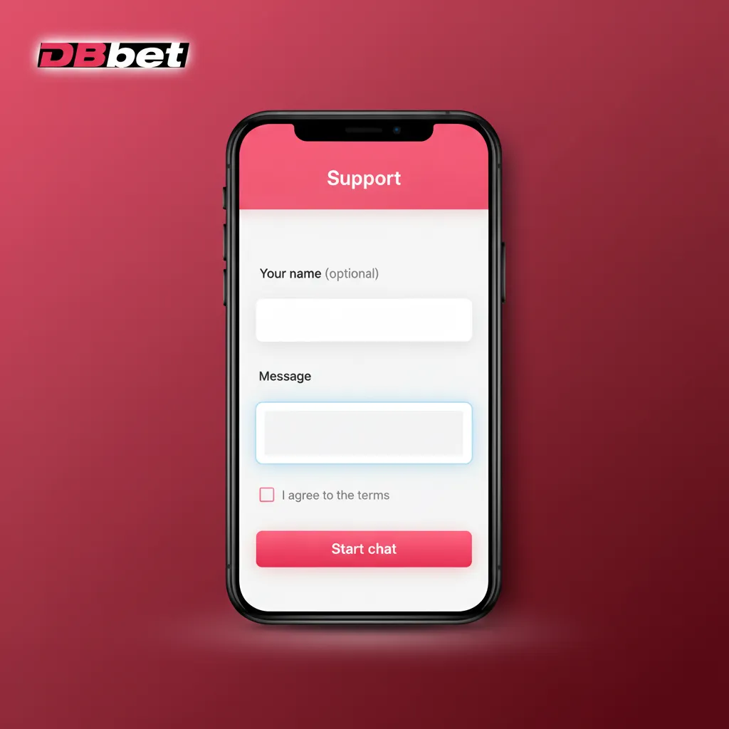 DBBet iOS support options: 24/7 in-app live chat, Help Centre guides and FAQs, and in-app email form; live chat is fastest.