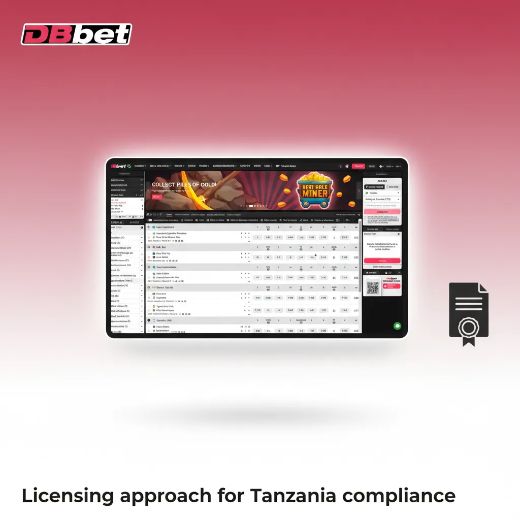 DBBet shows compliance with the Gaming Board of Tanzania; licence issuer and issue date appear in the website footer.