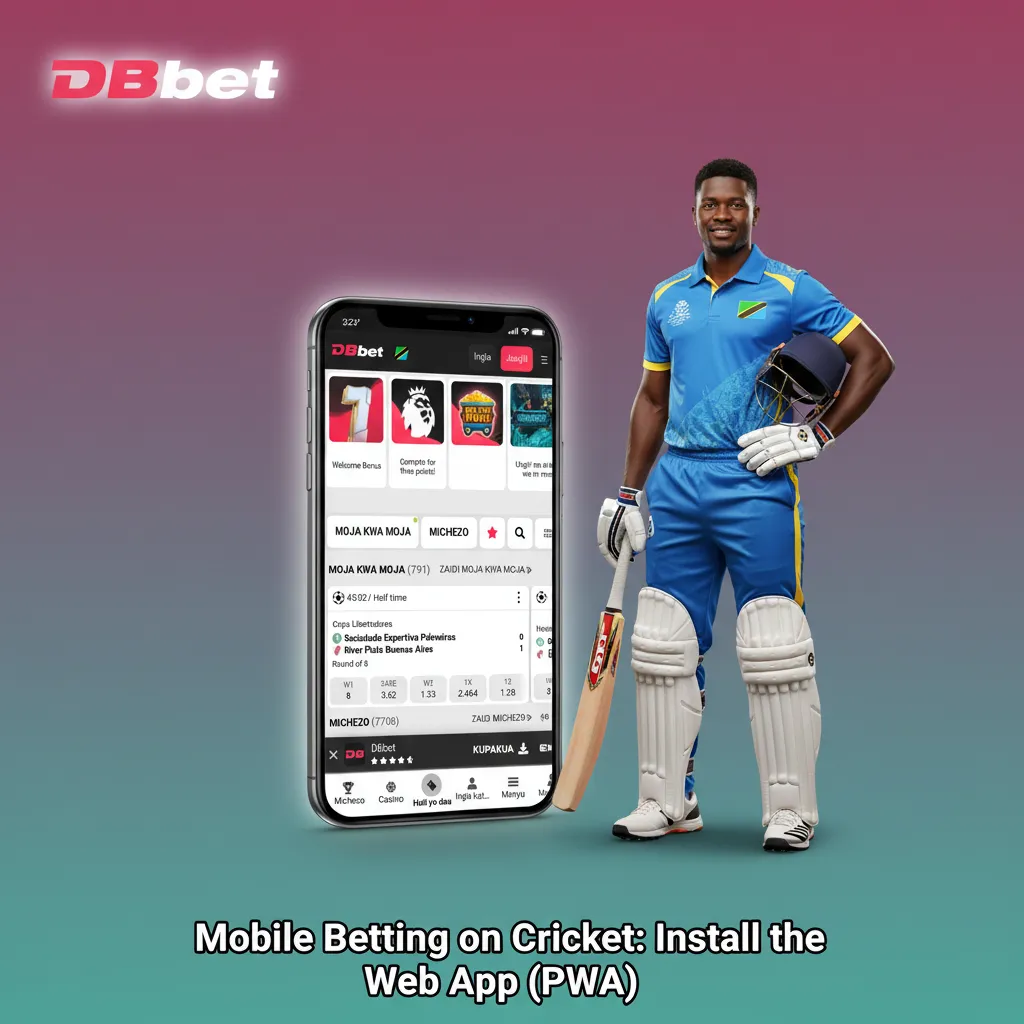 Phone displaying cricket betting PWA; Add to Home Screen, quick access to live odds, cash out, and match trackers