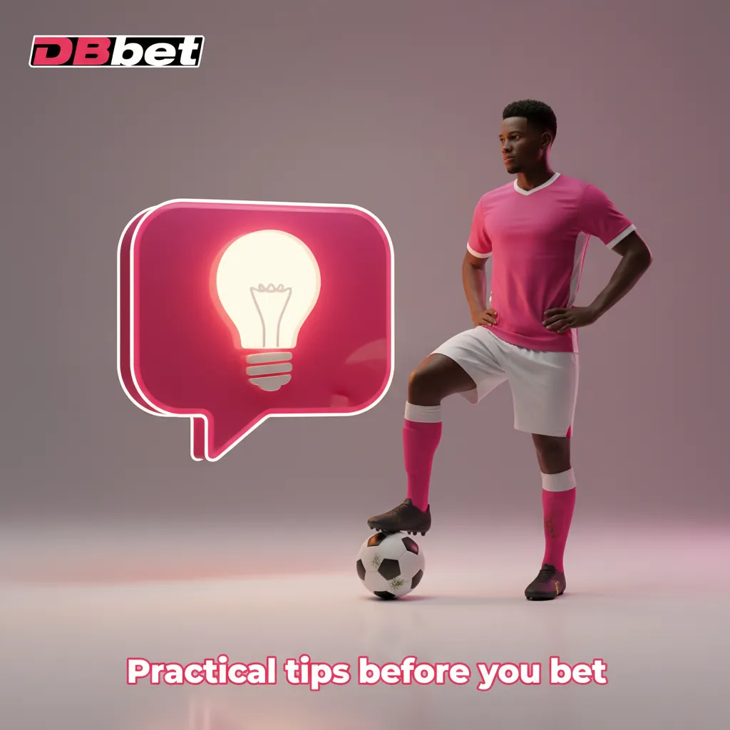 Infographic titled 'Practical tips before you bet' listing bankroll rules, form, player news, venue, weather and odds