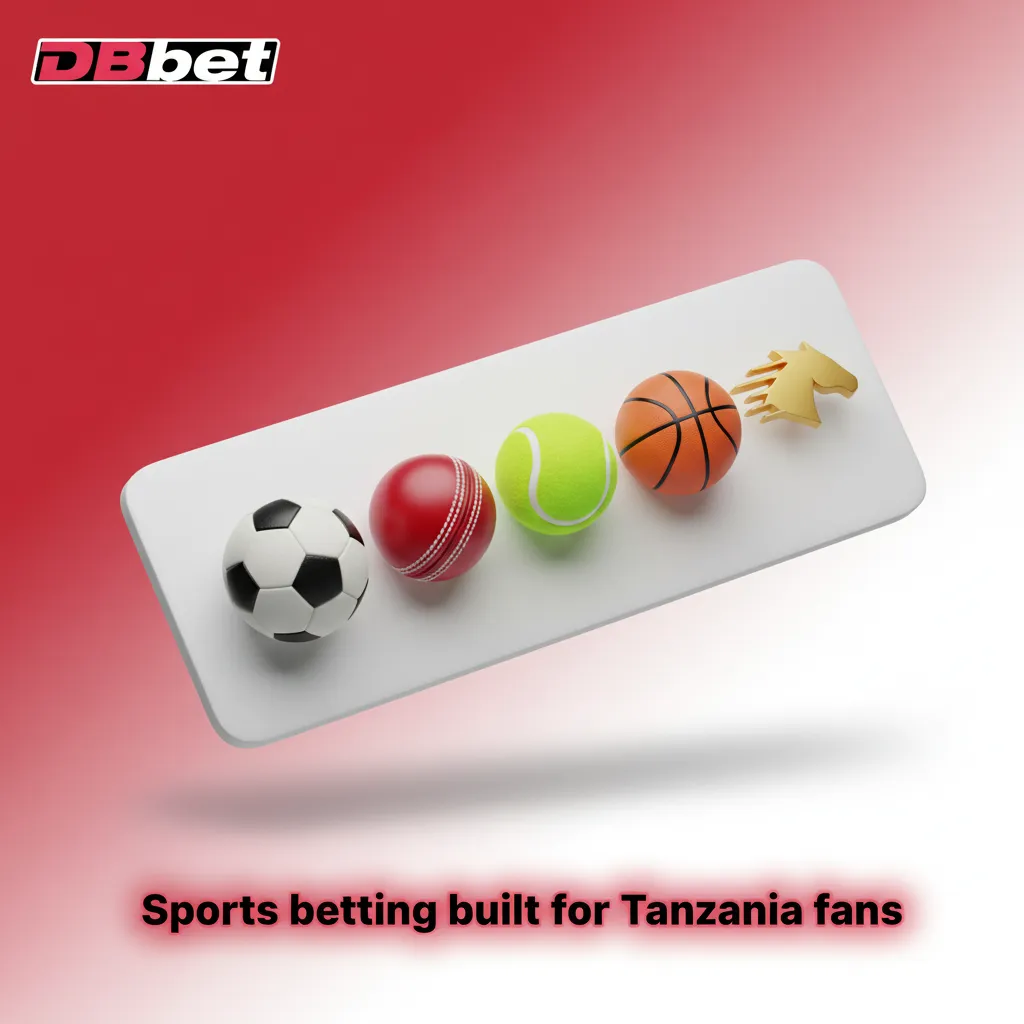 DBBet sports betting for Tanzanian fans with pre-match/live markets and 30+ sports icons like football, basketball, tennis.