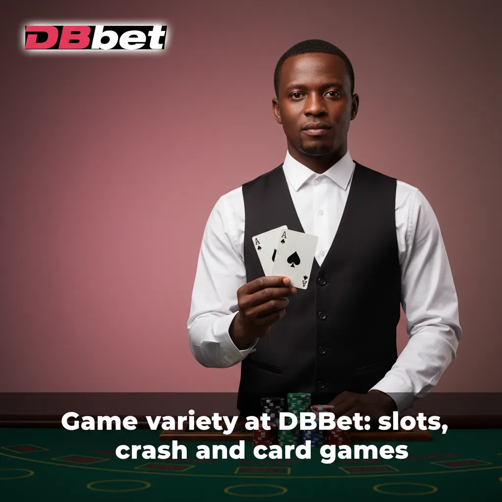 DBBet game variety: slots, crash, card games, roulette, blackjack, and video poker on mobile and desktop.