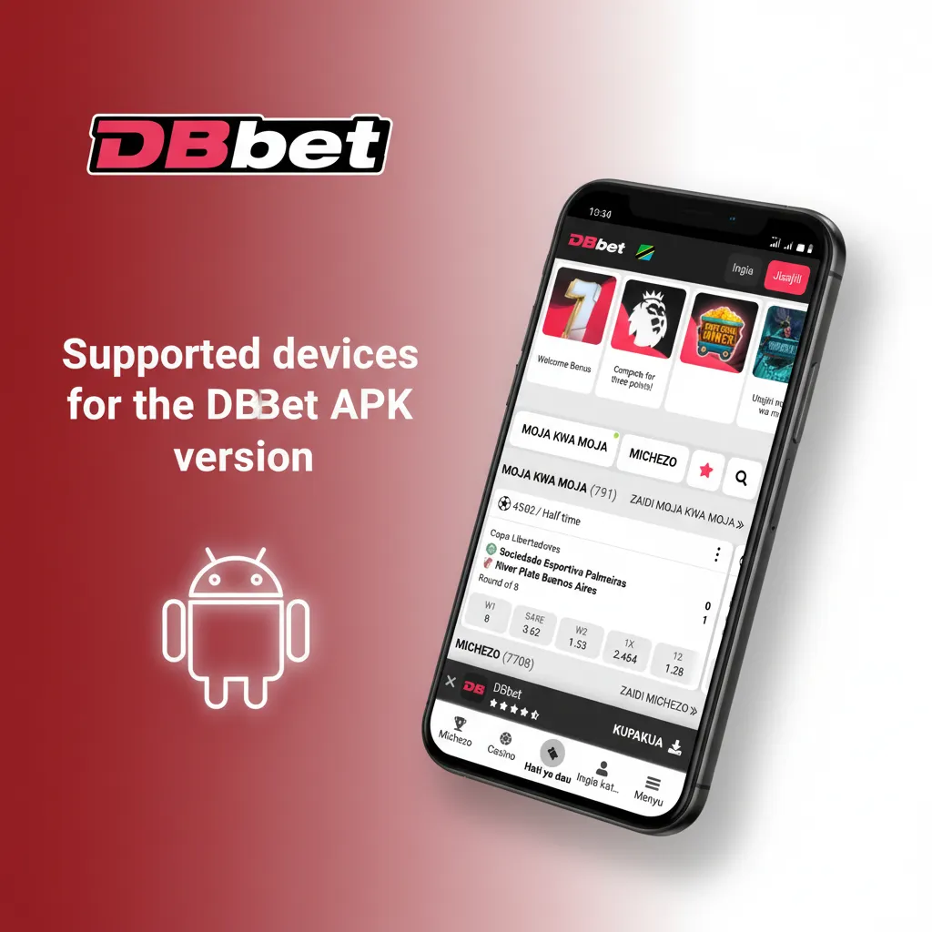 DBBet APK supported devices: Tanzania; Android 7.0+ recommended; Samsung, Sony, Huawei, OnePlus, Oppo, Google, Xiaomi, Poco.
