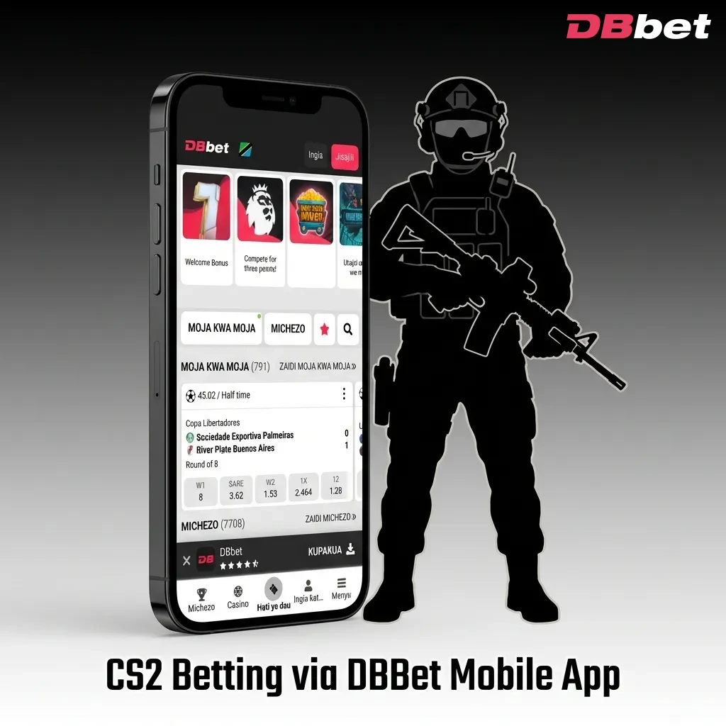 CS2 betting interface on DBBet mobile app showing esports markets and bet slip for Bangladesh users — DBbet in Bangladesh