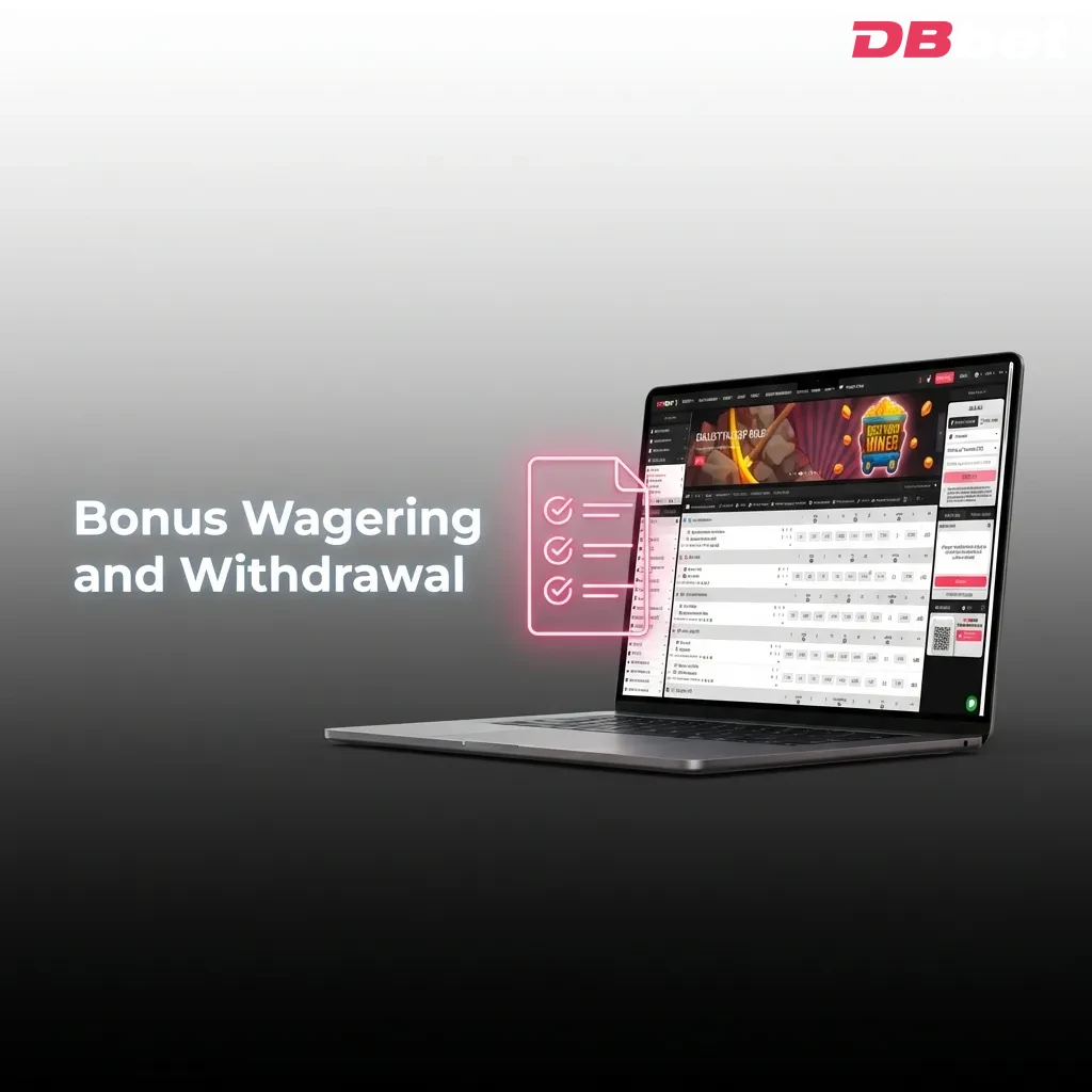 Bonus account wagering requirements diagram showing 30x playthrough rule and withdrawal process — DBbet in Bangladesh