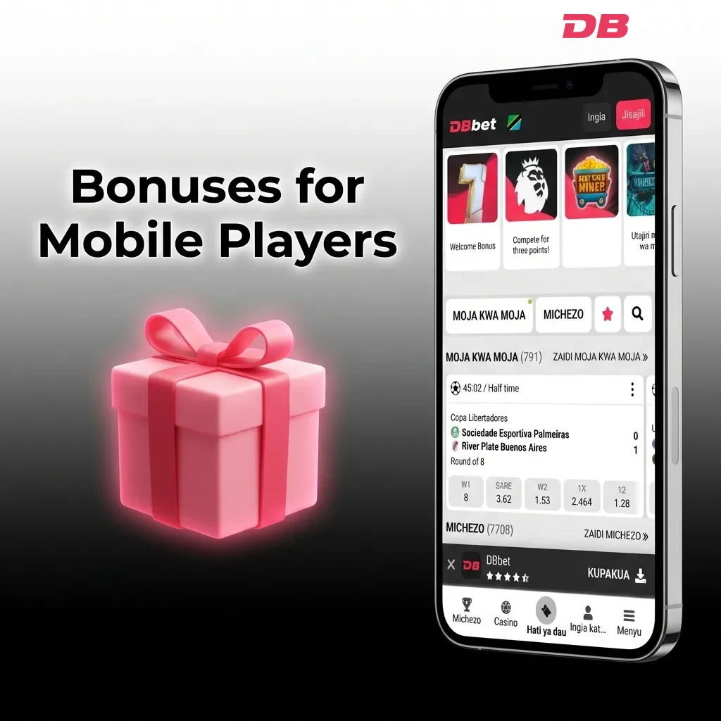 Mobile player checking bonus offers on smartphone app with welcome bonus, reload bonus, and free bet promotions displayed — DBbet in Bangladesh