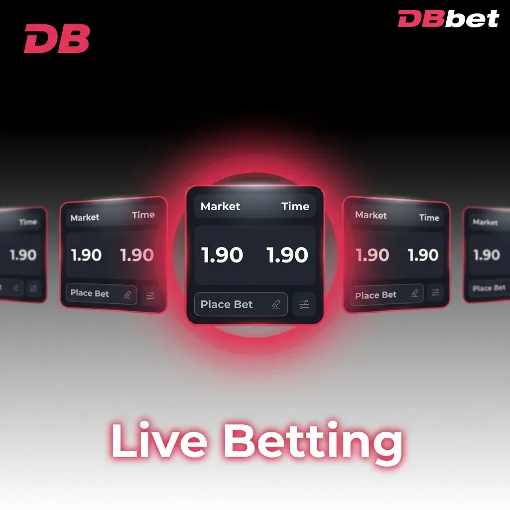 Live betting interface showing real-time odds, match statistics, and in-play markets for cricket, football, and other sports — DBbet in Bangladesh