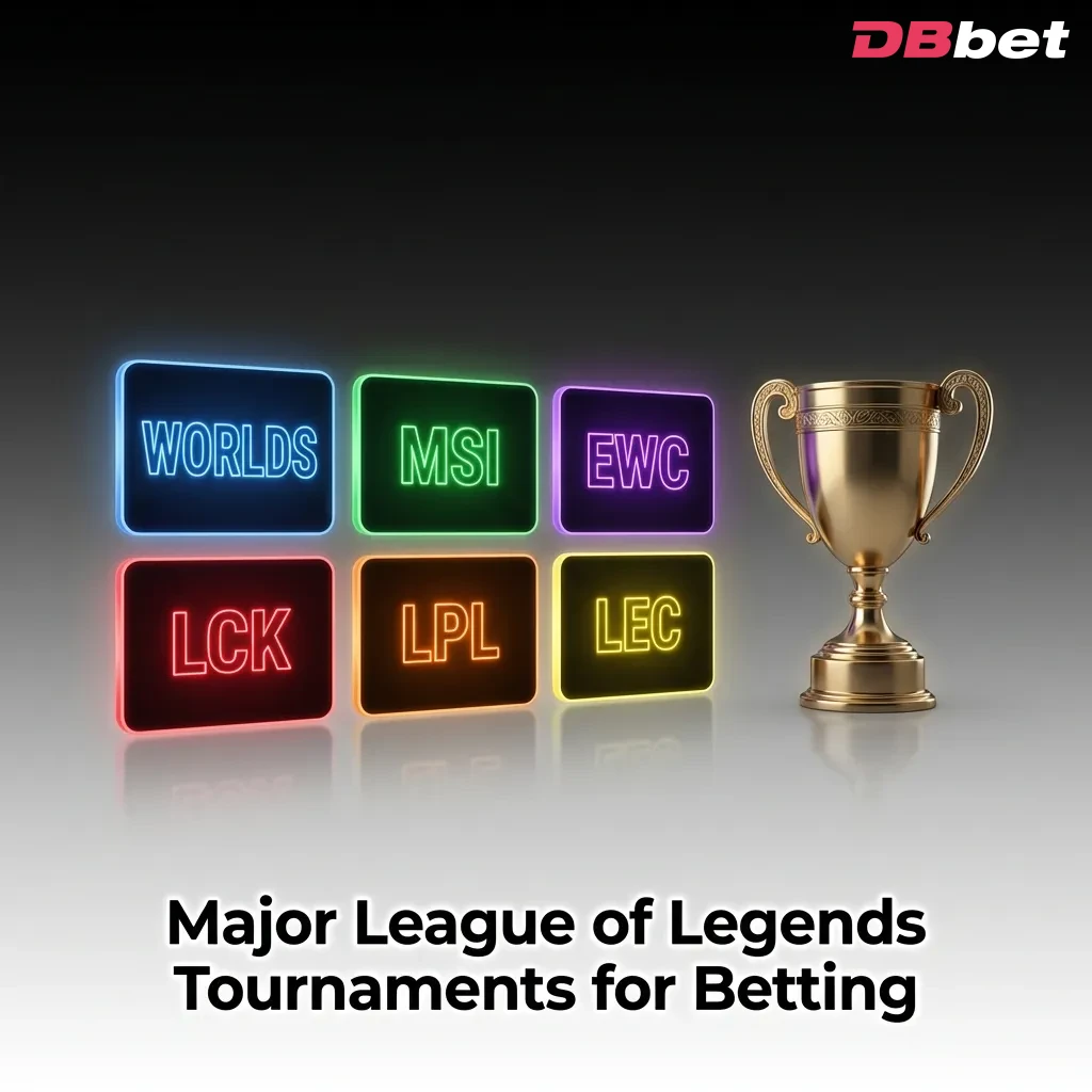 League of Legends tournament brackets showing World Championship, regional leagues, and international competitions for betting — DBbet in Bangladesh