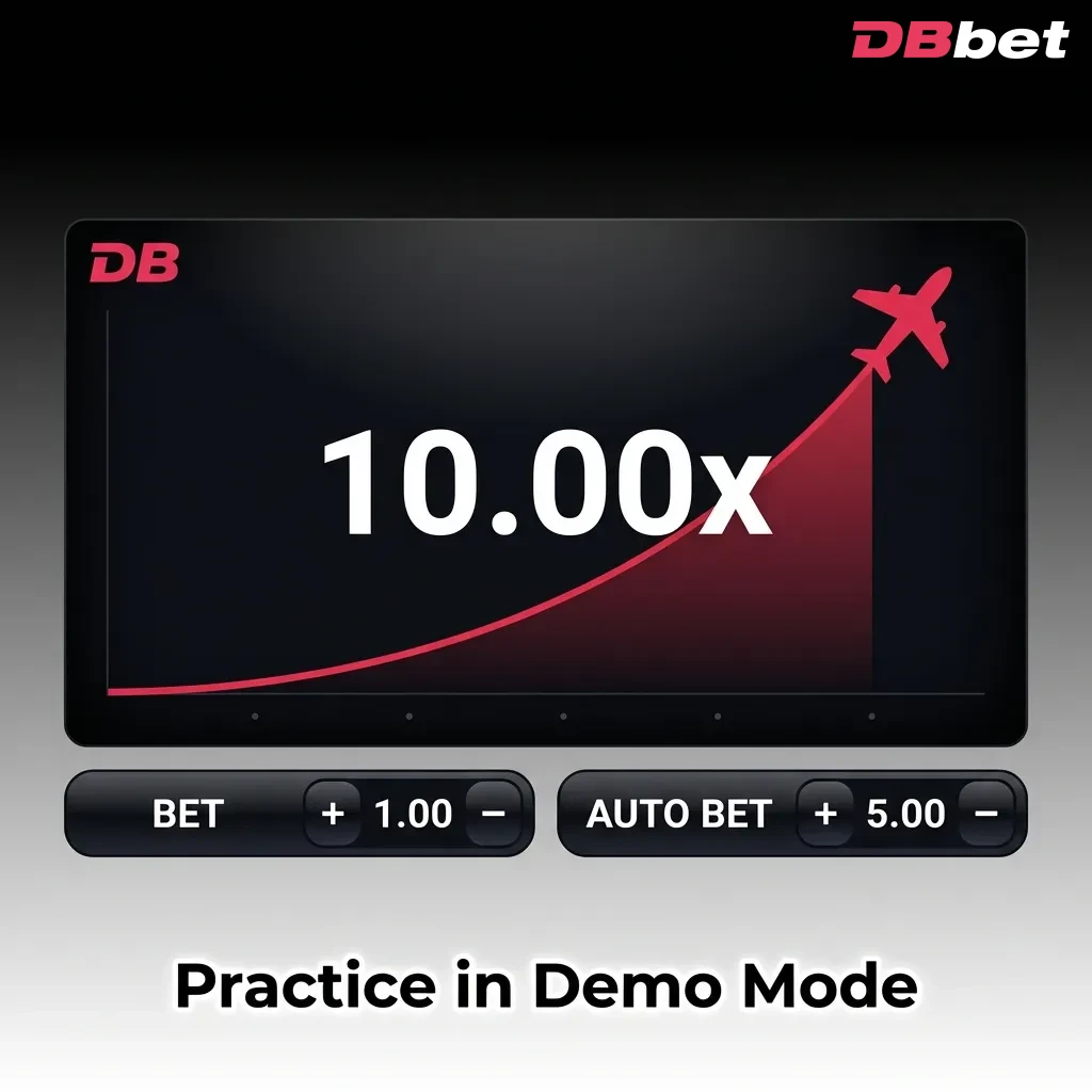 Aviator game demo mode interface showing virtual credits and practice play options for risk-free learning — DBbet in Bangladesh