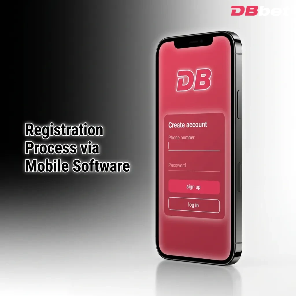 Mobile app registration screen showing step-by-step account creation process with phone verification — DBbet in Bangladesh
