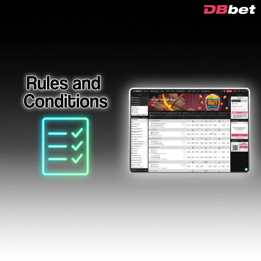 DBBet terms and conditions page showing age requirements, account rules, bonus policies, and withdrawal verification guidelines — DBbet in Bangladesh