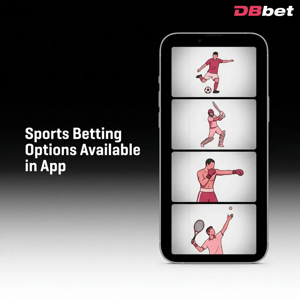 DBBet app interface showing various sports betting options including cricket, football, tennis, and other popular sports — DBbet in Bangladesh