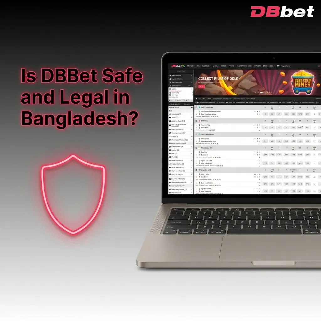 DBBet casino logo with Curaçao license badge and security shield icon representing safe, legal online betting in Bangladesh — DBbet in Bangladesh