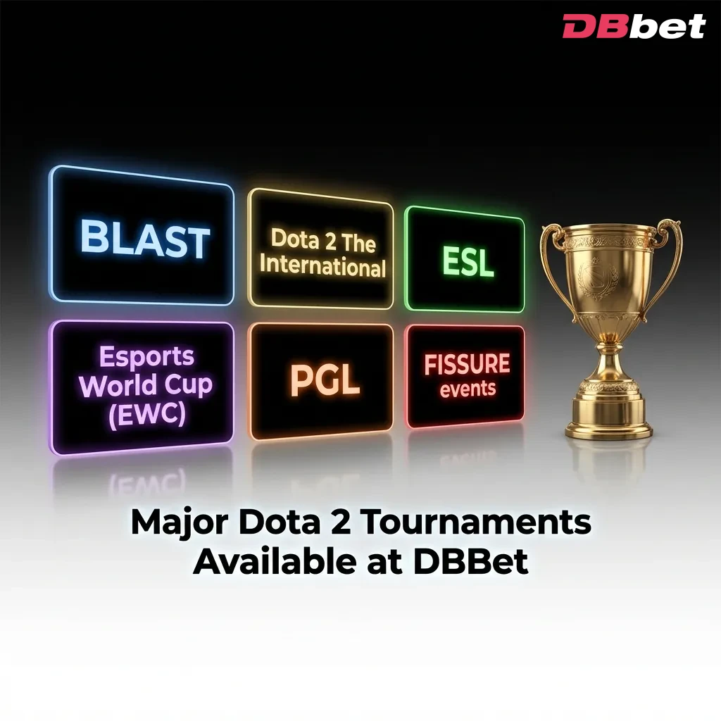 Major Dota 2 tournaments including The International, ESL, PGL Majors, and other competitive events featured on DBBet platform — DBbet in Bangladesh