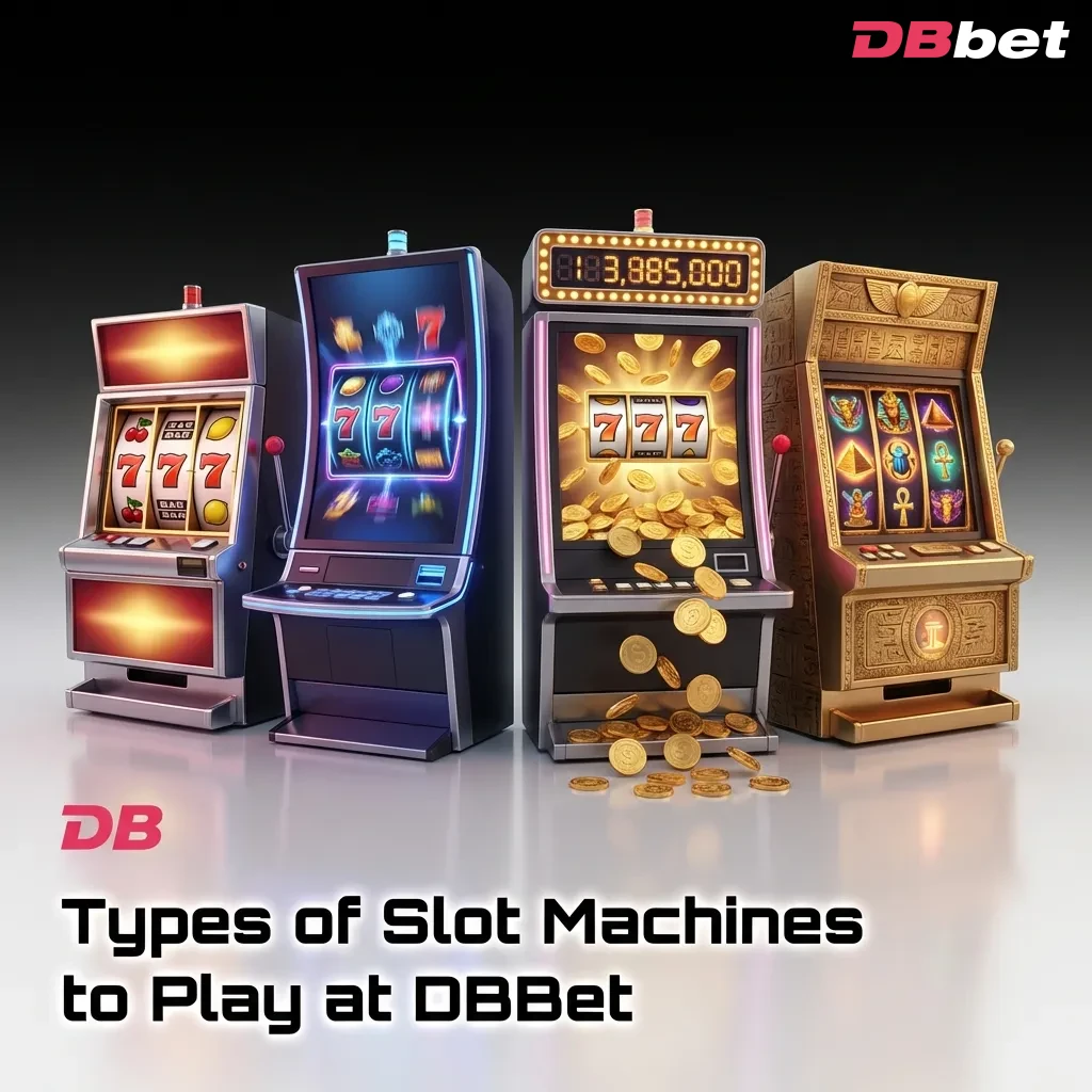 Colorful slot machine interface displaying various game categories including classic, video, Megaways, and jackpot slots at DBBet — DBbet in Bangladesh