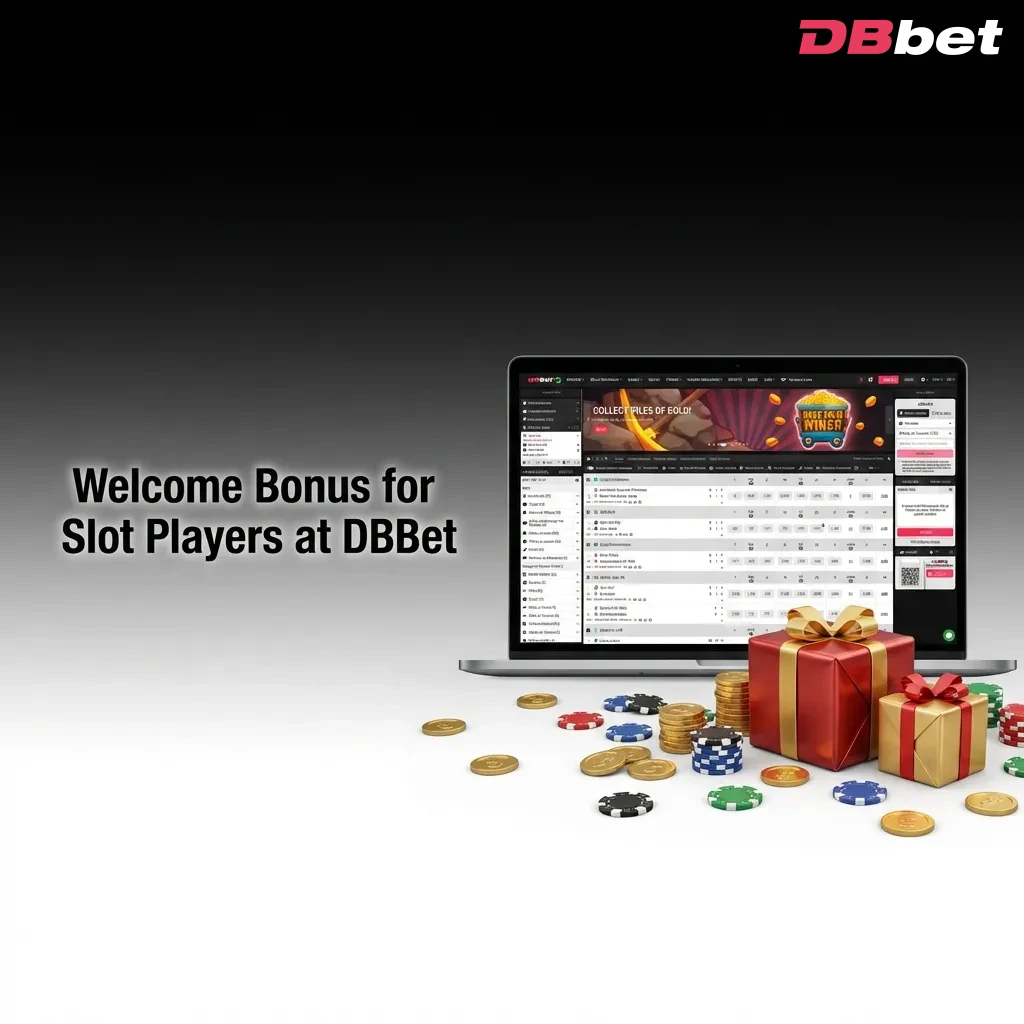 DBBet casino welcome bonus offer showing 1500 EUR match bonus for new slot players with automatic crediting after deposit