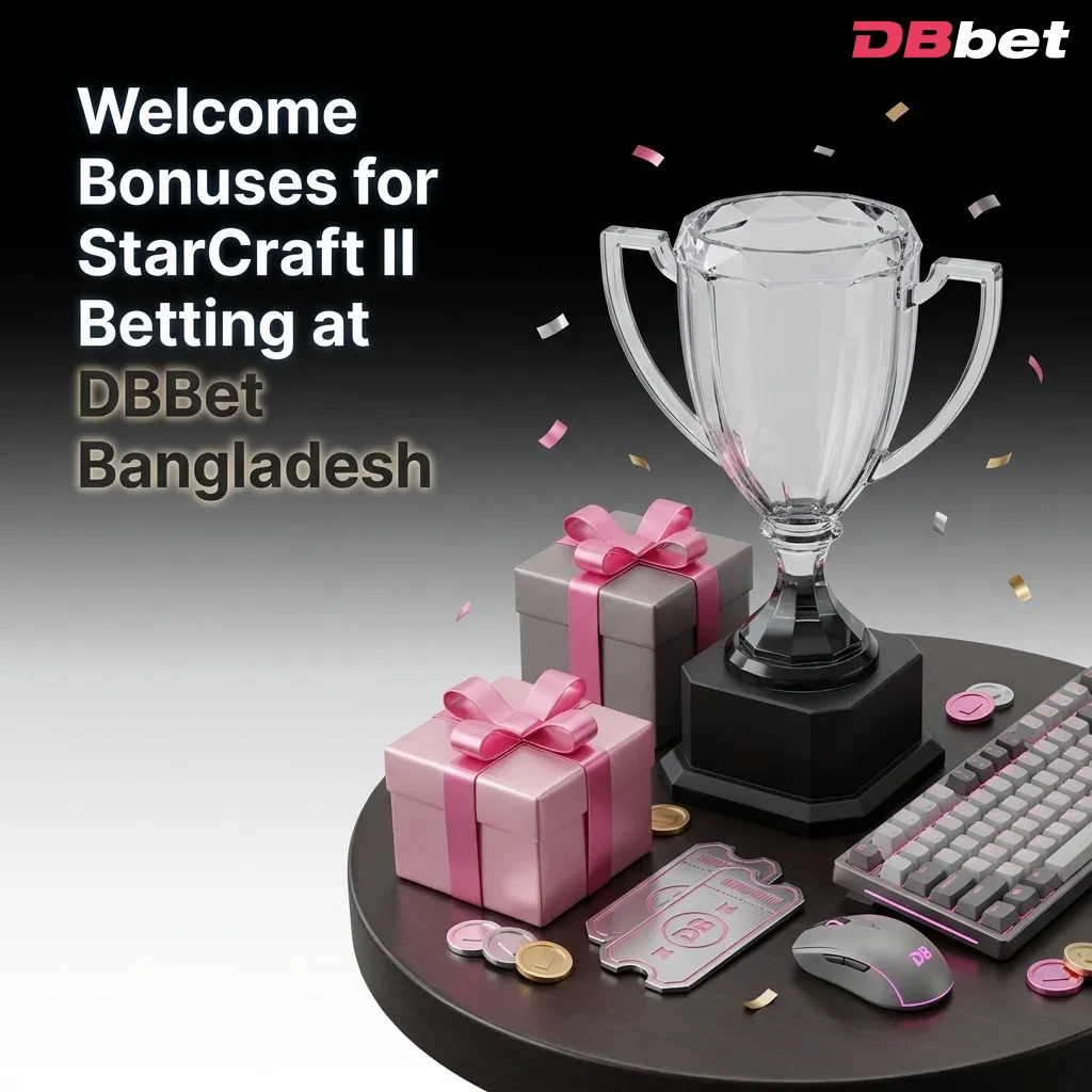 StarCraft II betting welcome bonus interface at DBBet Bangladesh showing 1500 EUR offer and registration steps — DBbet in Bangladesh